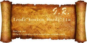 Izsákovics Rozália névjegykártya